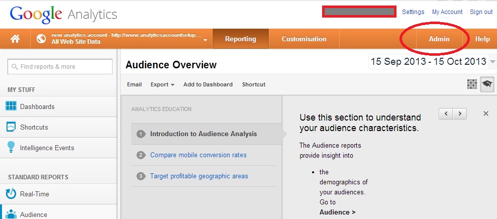 Adding another user to your Google Analytics account